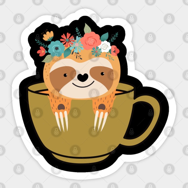 Sloths And Coffee Sticker by FullOnNostalgia